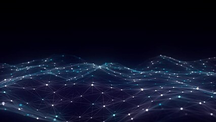 Fototapete - Futuristic moving wave. Digital background with moving glowing particles and lines. Big data visualization. 3d rendering