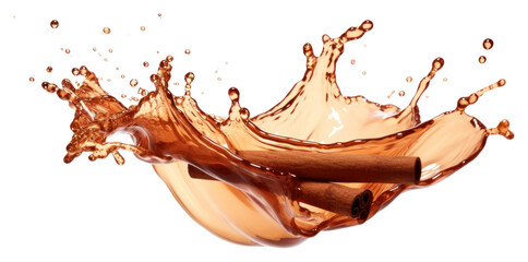 Poster - PNG Cinnamon splash white background refreshment splattered.