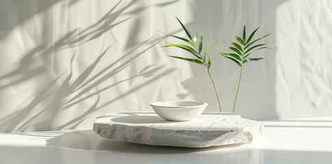 Poster - Background with minimal product placement. Terrazzo marble podium display for product presentation. 3D illustration.