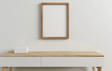 blank white wall with cabinet shelves and photo frame. banner template for product presentation. moc