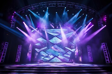 Wall Mural - The stage of the theater illuminated by spotlights and smoke from the auditorium