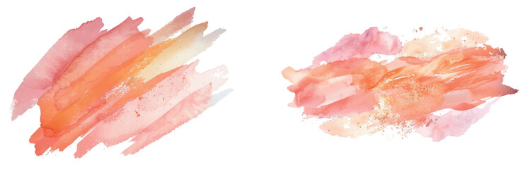 Poster - Watercolor light orange brushstroke on white background with stains