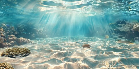 Wall Mural - Sunlight Underwater in Peaceful Ocean Scene