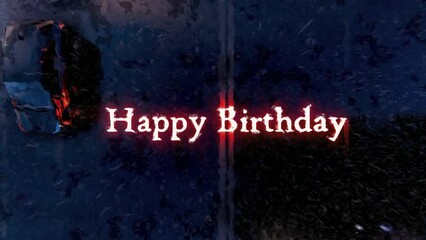 Poster - happy birthday neon text 3d render