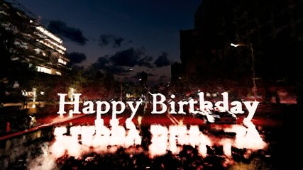 Canvas Print - happy birthday neon text 3d render