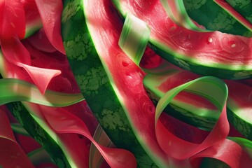 Wall Mural - Abstract Watermelon Ribbons Background