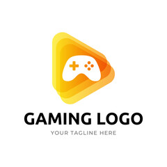 Poster - Game console and video games stick logo design template