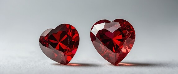 Wall Mural - heart shaped red gemstone crystal on plain white background for banner with copy space