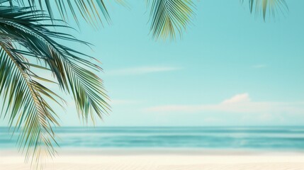 Poster - Palm tree leaf and blue sea