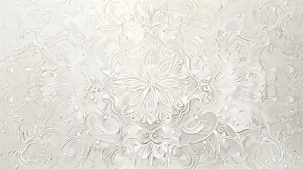 Poster - Abstract White Floral Design with 3D Embossed Effect - A digital illustration of a white floral design with a 3D embossed effect.