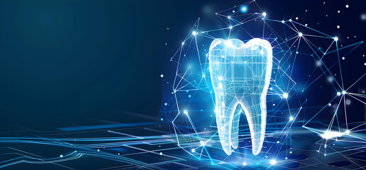 Wall Mural - Innovative medical technology diagnose and examine patient teeth with intelligence software in dental clinic.