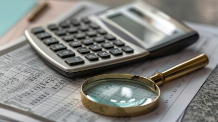 Canvas Print - Calculator and Magnifying Glass