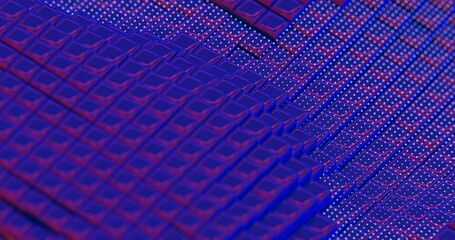 Poster - 3D Abstract Render of Blue Cubes with Dot Pattern - Futuristic Geometric Design