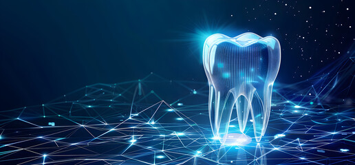 Wall Mural - Innovative medical technology diagnose and examine patient teeth with intelligence software in dental clinic.