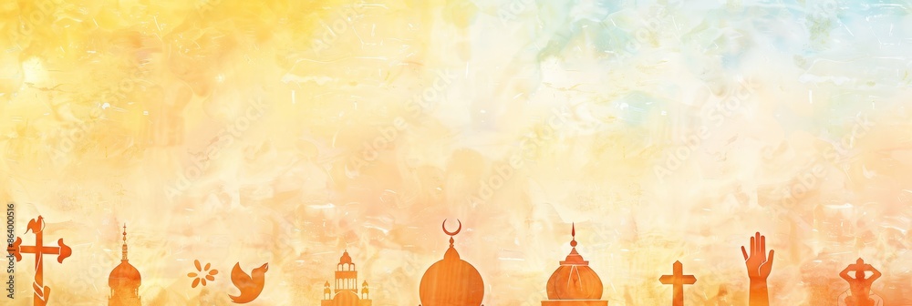 Religious Activity Background Religious Symbols on Watercolor Background - Watercolor background with ...