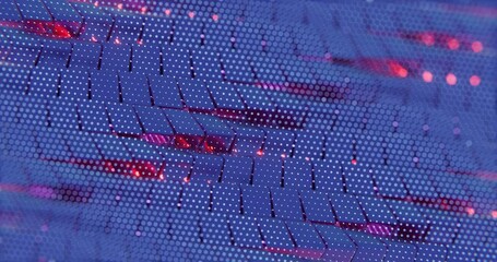 Poster - 3D Abstract Render of Blue and Red Cubes with Dot Pattern - Futuristic Geometric Design