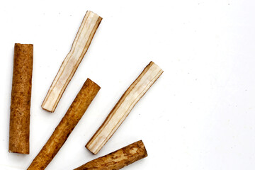 Wall Mural - Burdock Root (Gobo) on white background.