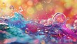 © DruZhi Art - Vibrant Abstract Splash of Colors with Bubbles and Waves in Dynamic Fluid Art Composition Reflecting Light