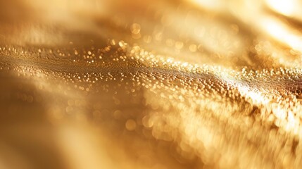 Poster - A soft focus photograph showcasing a golden background with shimmering texture. The light catches the surface, creating a delicate, abstract pattern