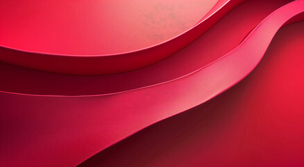 Poster - Red background, curved lines, abstract style, red color scheme, simple and elegant background design with soft lighting. The texture of the paper is visible through a macro lens
