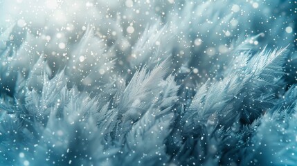 Wall Mural - Frosty blue and silver crystals twinkling particles and diffused light rays