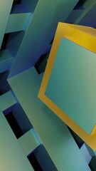 Poster - Large colored squares. Motion. Color animation with different shades that diverge in different directions.