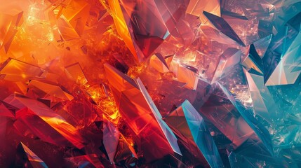 Bold fire facets with smooth gradient transitions in a dynamic wallpaper