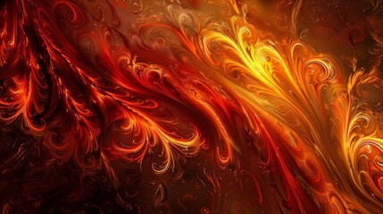 Wall Mural - Dynamic wallpaper with swirling molten metal patterns and fiery highlights