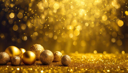 Gold decoration. Gold light ball. Gold background image.