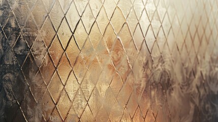 Wall Mural - Lattice-like metal textures with muted lights on a brass to silver gradient