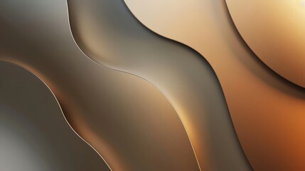 Wall Mural - Metal shapes with light reflections on a cool steel to warm bronze gradient backdrop
