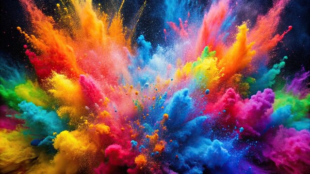 Colorful powder explosion for Holi celebration, Holi, festival, vibrant, explosion, colorful, party, tradition, culture, India