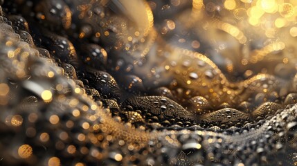 Wall Mural - Tessellated champagne bubbles with light effects on a pewter to gold gradient