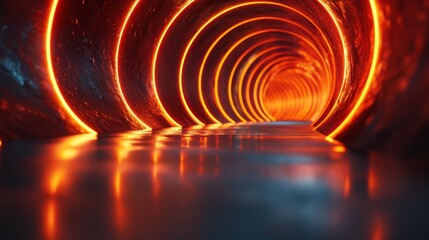 Wall Mural - A tunnel with a bright orange glow