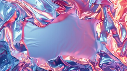 Wall Mural - A piece of shiny fabric with a blue background and a pink and purple swirl