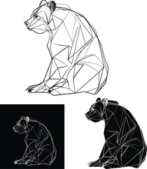 Wall Mural - Bear Black and white vector silhouette editable EPS 8