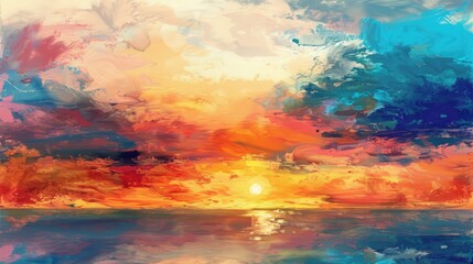 Wall Mural - Sunset hues on a cloudy backdrop