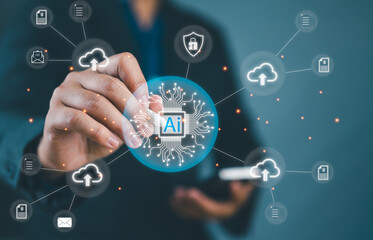 Aufkleber - Digital transformation change management, internet of things. new technology big data and business process strategy, automate operation, customer service management, cloud computing, smart industry
