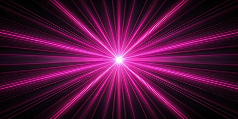 Wall Mural - Black background with pink laser beams radiating out from the center , pink, laser, beams, black, background, radiating