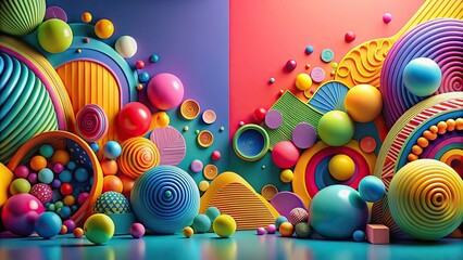 Wall Mural - Vibrant and abstract composition of colors and shapes , ballet, colors, shapes, abstract, visual, symphony, dialogue, chaos