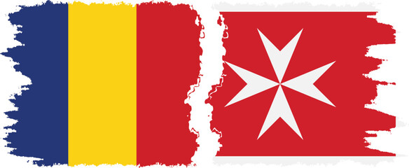 Wall Mural - Malta and Romania grunge flags connection vector