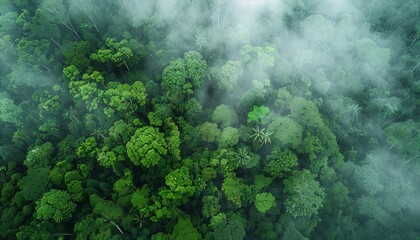 Wall Mural - Green hills of beautiful rain forest area captured from the air