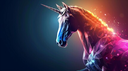 Poster - Mystical Unicorn in Low Poly Art.