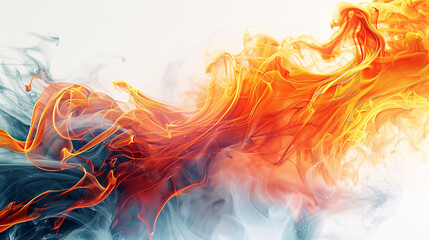 Wall Mural - Abstract art of a burning blaze, vibrant colors on white background