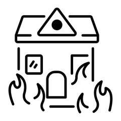 Canvas Print - House fire icon designed in line style 