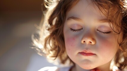 Sticker - Serene Child Portrait in Soft Sunlight