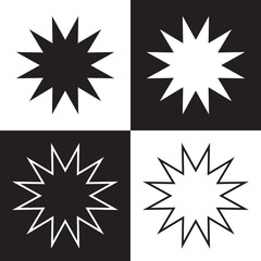 Black bursting star shapes. isolated on white and black background. EPS 10