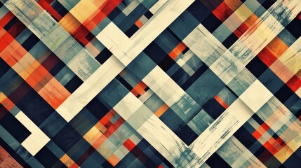 Wall Mural - Abstract Geometric Weave Pattern with Vibrant Colors and Textures
