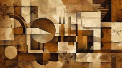 Wall Mural - Brown and beige Constructivism art background