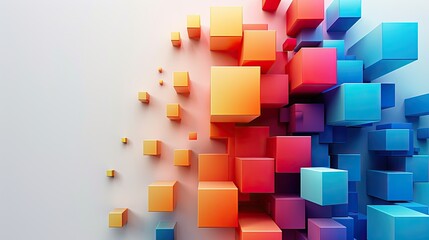 Modern background for the presentation, colorful cubes on a white background, free center of the image
